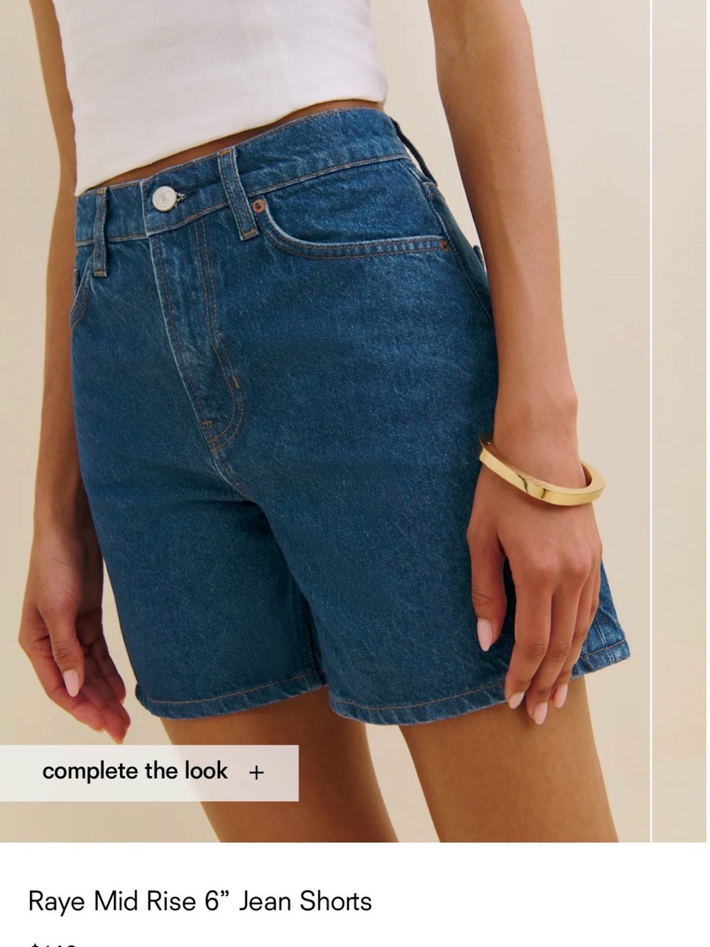 Reformation Rave Mid-Rise Jean Shorts - Dark Blue Denim